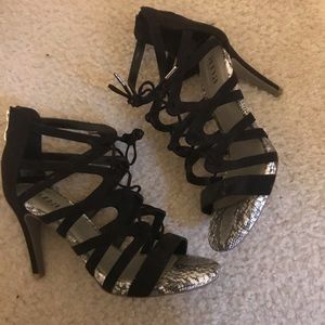 Ana Black strappy heels
